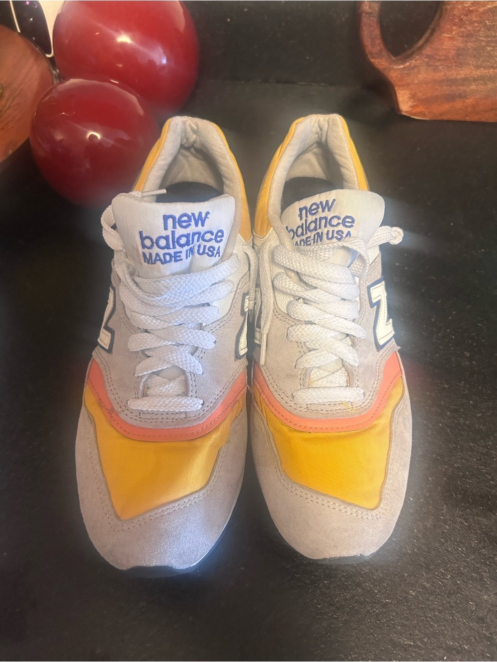 New Balance Grey, Yellow & Coral Sneakers 997 2020 Size 10